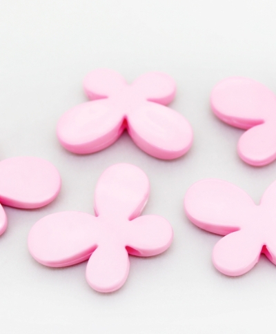 OPAQUE PLASTIC BEADS - BUTTERFLY 01 - SMOOTH - 21x29x6mm PINK С02 - PACKAGE 500g Hole-3.0mm (250pcs.)