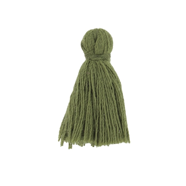 TEXTILE BEADS - TASSEL COTTON - 2.0cm GREEN MILITARY 222 - PACKAGE 100pcs.