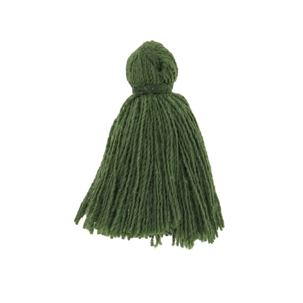 TEXTILE BEADS - TASSEL COTTON - 2.0cm GREEN MILITARY 223 - PACKAGE 100pcs.