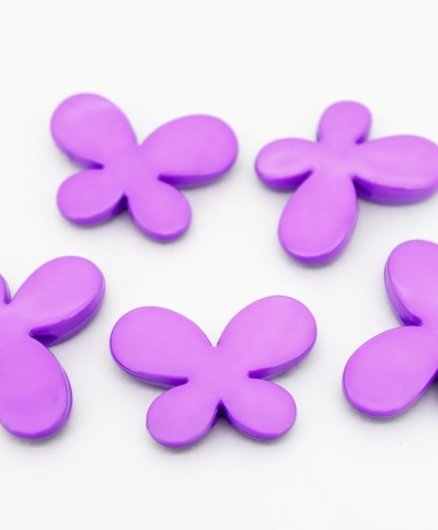 OPAQUE PLASTIC BEADS - BUTTERFLY 01 - SMOOTH - 21x29x6mm PURPLE С13 - PACKAGE 500g Hole-3.0mm (250pcs.)