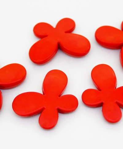 OPAQUE PLASTIC BEADS - BUTTERFLY 01 - SMOOTH - 21x29x6mm RED С07 - PACKAGE 500g Hole-3.0mm (250pcs.)