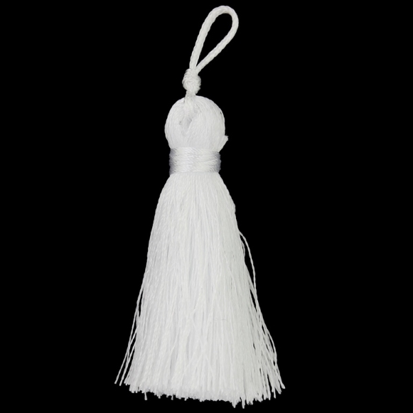 TEXTILE BEADS - TASSEL POLYESTER - 4.0cm WHITE 248 - PACKAGE 100pcs.