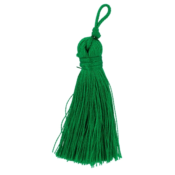 TEXTILE BEADS - TASSEL POLYESTER - 4.0cm GREEN GRASSY (DARK) 316 - PACKAGE 100pcs.