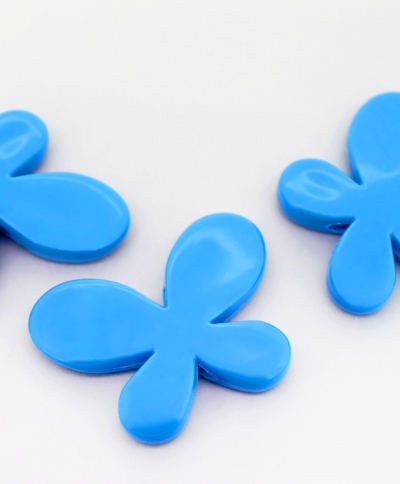 OPAQUE PLASTIC BEADS - BUTTERFLY 01 SMOOTH - 33x46x8mm BLUE ВА15 - PACKAGE 500g Hole-3.5mm (69pcs.)