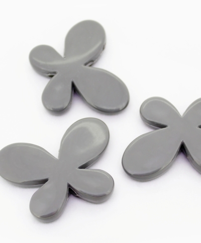 OPAQUE PLASTIC BEADS - BUTTERFLY 01 SMOOTH - 33x46x8mm GRAY (DARK) ВА23 - PACKAGE 500g Hole-3.5mm (69pcs.)