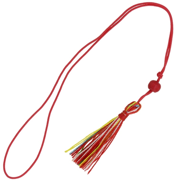 TEXTILE BEADS - TASSEL POLYESTER - 4.5cm RED-YELLOW-WHITE - PACKAGE 100pcs.