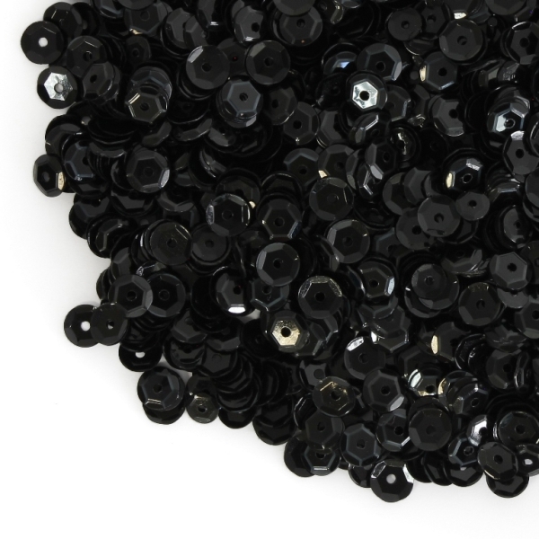 SEQUINS - CIRCLE - MIX - SOLID - MIX SIZES 6mm and 4mm BLACK 074 - 20g Hole-1.0mm