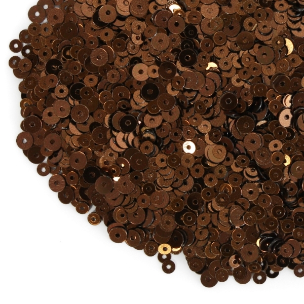 SEQUINS - CIRCLE 01 FLAT - METALLIC - MIXED SIZES 3mm and 4mm BROWN 006 - 20g Hole-1.0mm