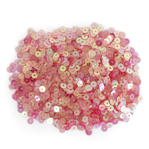 SEQUINS - CIRCLE 01 FLAT - TRANSPARENT АВ - 5mm RED (LIGHT) 033 - PACKAGE 250g Hole-1.0mm