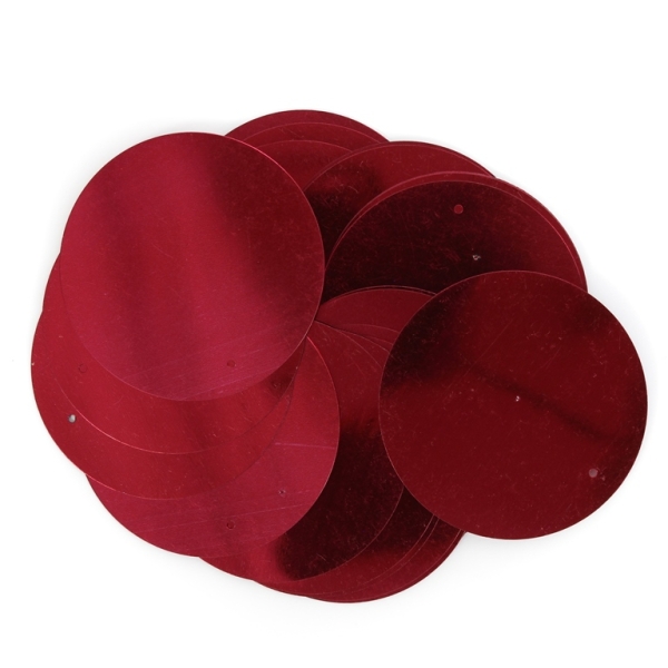 SEQUINS - CIRCLE 02 FLAT - METALLIC - 50mm RED 013 - PACKAGE 250g Hole-1.0mm