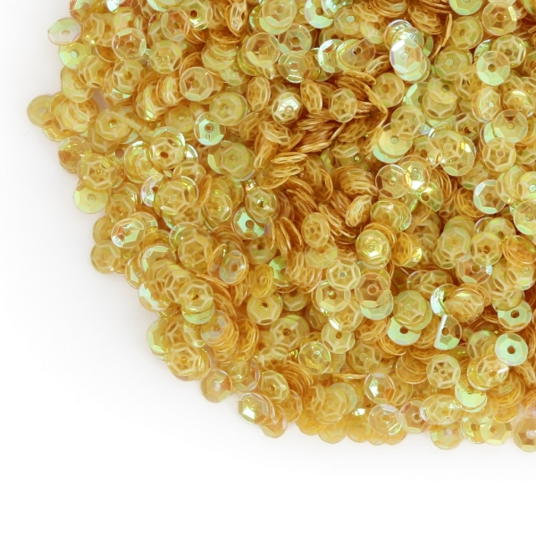 SEQUINS - CIRCLE 04 RELIEF - TRANSPARENT АВ - 4mm YELLOW 092 - 20g Hole-1.0mm