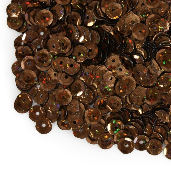 SEQUINS - CIRCLE 04 RELIEF - HOLOGRAPHIC - 7mm BROWN 121 - 20g Hole-1.0mm