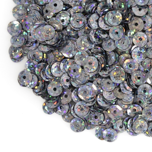 SEQUINS - CIRCLE 04 RELIEF - HOLOGRAPHIC - 7mm GRAY (DARK) 113 - 20g Hole-1.0mm