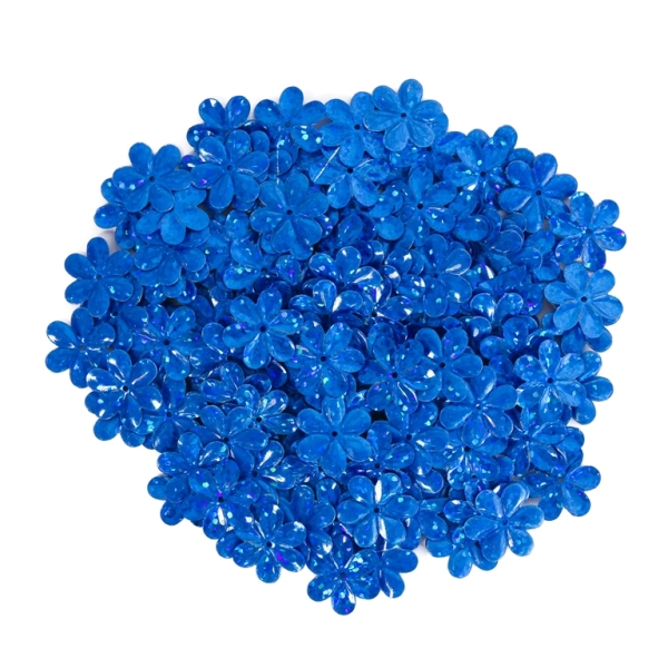 SEQUINS - FLOWER 04 RELIEF - HOLOGRAPHIC - 15mm BLUE (DARK) 171 - PACKAGE 250g Hole-1.0mm