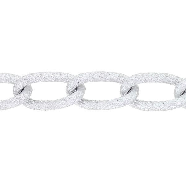 METAL CHAIN - ALUMINUM - BRAIDED ROPE TEXTURED CURB - 3x11x21mm SILVER - 1meter