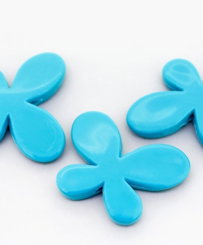 OPAQUE PLASTIC BEADS - BUTTERFLY 01 SMOOTH - 33x46x8mm TURQUOISE BLUE ВА13 - PACKAGE 500g Hole-3.5mm (69pcs.)