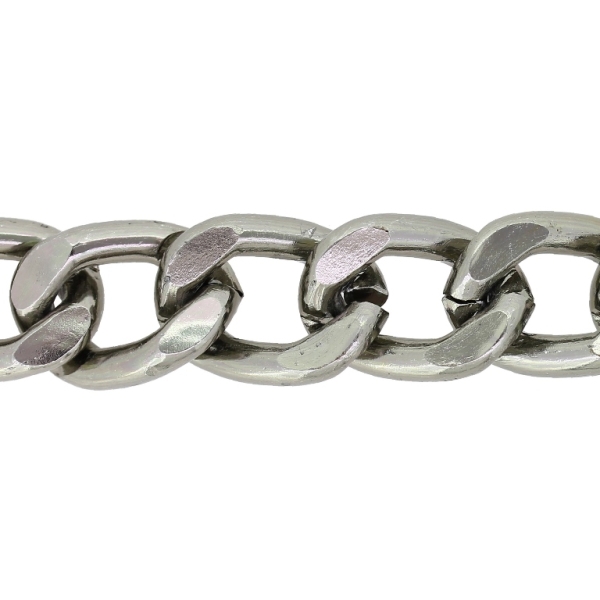 METAL CHAIN - ALUMINUM - CURB FLAT - 4x15x22mm ОКСИДИРАНО - 1meter