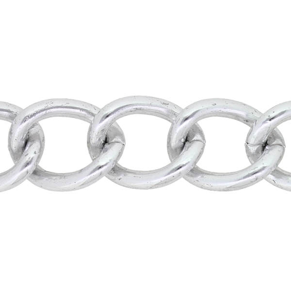 METAL CHAIN - ALUMINUM - CURB - 3.5x17x22mm SILVER - 1meter