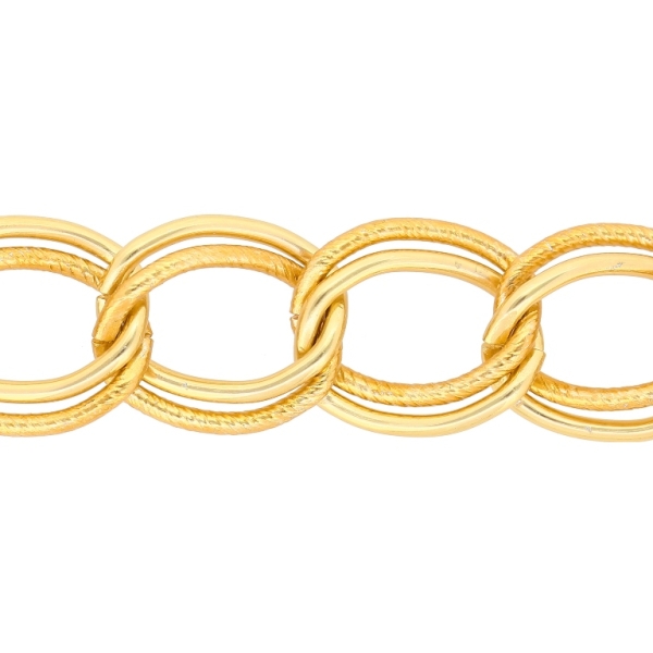 METAL CHAIN - ALUMINUM - ROPE TEXTURED DOUBLE LINK CURB - 2x18x21mm GOLD (DARK) - 1meter