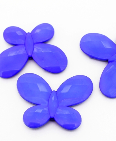 OPAQUE PLASTIC BEADS - BUTTERFLY 03 FACETED - 35x46x7mm BLUE (DARK) С33 - PACKAGE 500g Hole-2.5mm (90pcs.)