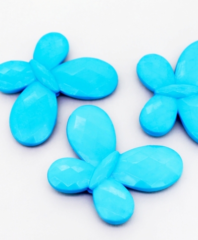 OPAQUE PLASTIC BEADS - BUTTERFLY 03 FACETED - 35x46x7mm BLUE (LIGHT) 02 С30 - PACKAGE 500g Hole-2.5mm (90pcs.)