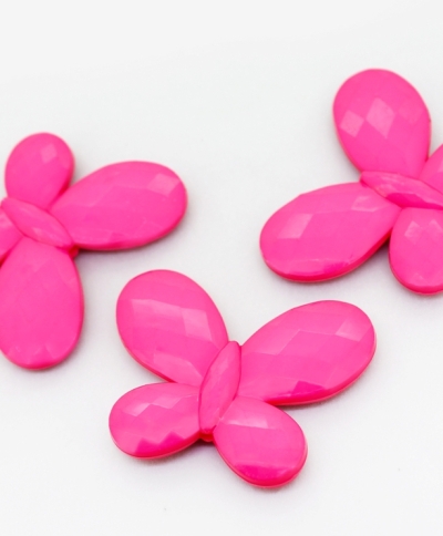 OPAQUE PLASTIC BEADS - BUTTERFLY 03 FACETED - 35x46x7mm CYCLAMEN PINK (LIGHT) С04 - PACKAGE 500g Hole-2.5mm (90pcs.)