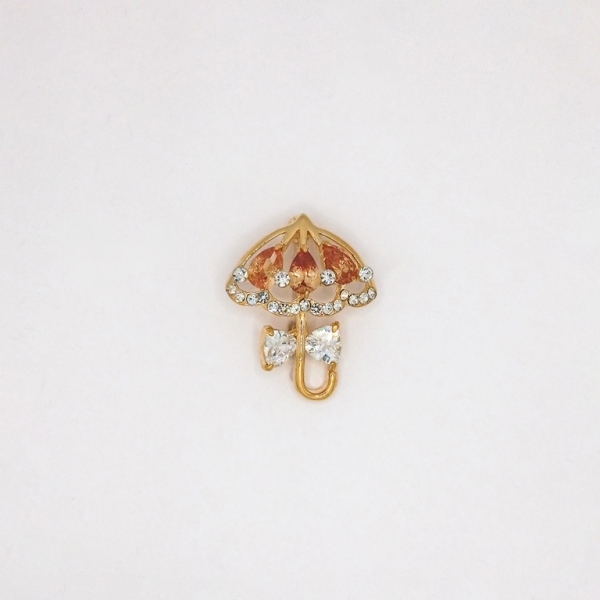 JEWELRY - BROOCH - ZIRCON - UMBRELLA В120 - 2.4x2.9cm GOLD AND BROWN (LIGHT) - 1pc.