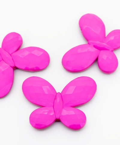 OPAQUE PLASTIC BEADS - BUTTERFLY 03 FACETED - 35x46x7mm CYCLAMEN PURPLE С11 - PACKAGE 500g Hole-2.5mm (90pcs.)