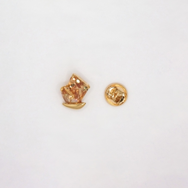 JEWELRY - BROOCH PIN - ZIRCON - SHIP В123 - 1.4x1.9cm GOLD AND BROWN (LIGHT) - PACKAGE 3pcs.