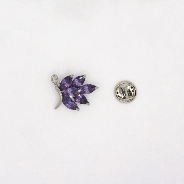 JEWELRY - BROOCH PIN - ZIRCON - BUTTERFLY В122 - 2.3x2.0cm NICKEL AND PURPLE - 1pc.