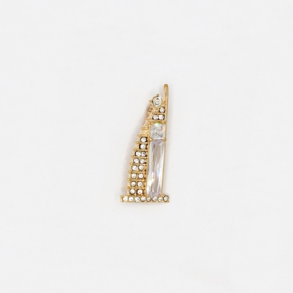 JEWELRY - BROOCH - ZIRCON - HOTEL BURJ AL ARAB В129 - 1.6x3.8cm GOLD AND WHITE - 1pc.