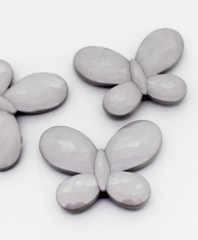 OPAQUE PLASTIC BEADS - BUTTERFLY 03 FACETED - 35x46x7mm GRAY (LIGHT) С34 - PACKAGE 500g Hole-2.5mm (90pcs.)