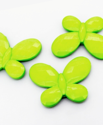 OPAQUE PLASTIC BEADS - BUTTERFLY 03 FACETED - 35x46x7mm GREEN С23 - PACKAGE 500g Hole-2.5mm (90pcs.)