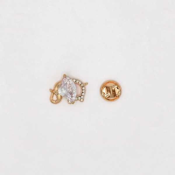 JEWELRY - BROOCH PIN - ZIRCON - ELEPHANT В124 - 2.3x1.7cm ROSE GOLD AND WHITE - PACKAGE 3pcs.