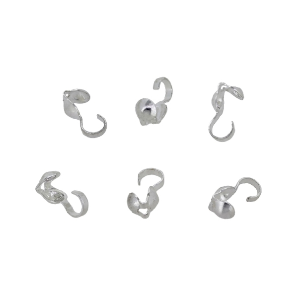 METAL ELEMENTS - CLAMSHELL BEAD TIP DOUBLE CLOSED LOOPS - М3 - 4x8mm-2.7mm SILVER (DARK) (MATTE) - PACKAGE 2000pcs. Hole-3.0mm