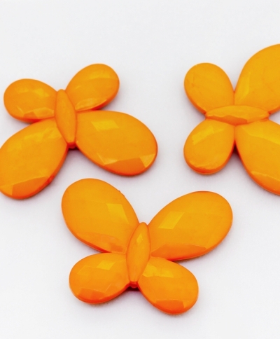 OPAQUE PLASTIC BEADS - BUTTERFLY 03 FACETED - 35x46x7mm ORANGE С21 - PACKAGE 500g Hole-2.5mm (90pcs.)