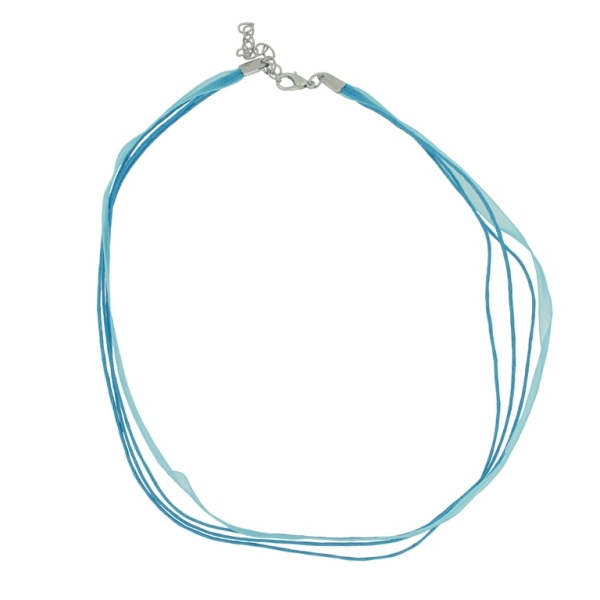 NECKLACE WITH CLASP - THREAD AND ORGANZA - NECKLACE - 43+4cm BLUE 274 - 1pc.