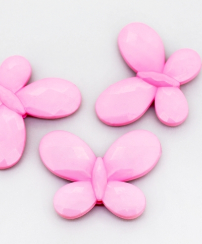 OPAQUE PLASTIC BEADS - BUTTERFLY 03 FACETED - 35x46x7mm PINK С02 - PACKAGE 500g Hole-2.5mm (90pcs.)