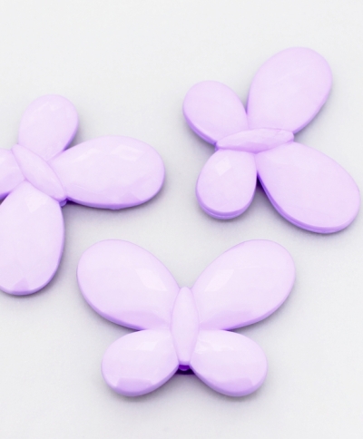 OPAQUE PLASTIC BEADS - BUTTERFLY 03 FACETED - 35x46x7mm PURPLE (LIGHT) С36 - PACKAGE 500g Hole-2.5mm (90pcs.)