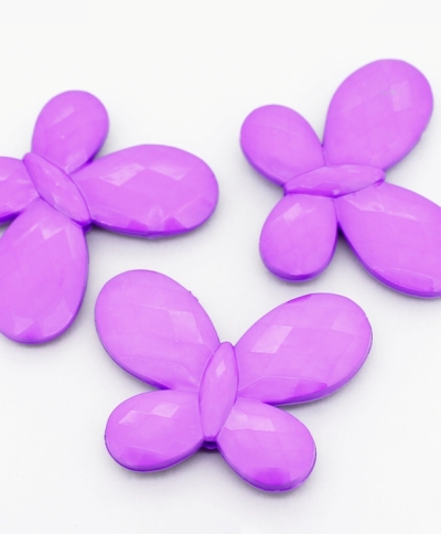 OPAQUE PLASTIC BEADS - BUTTERFLY 03 FACETED - 35x46x7mm PURPLE С13 - 50g Hole-2.5mm (10pcs.)