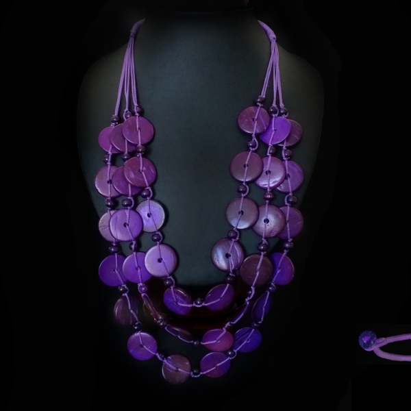 JEWELRY - NECKLACE - COCONUT AND THREAD - CIRCLES К089 - 56cm PURPLE (DARK) - PACKAGE 12pcs.