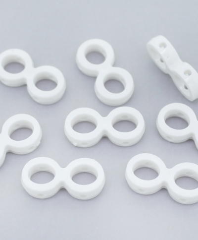 OPAQUE PLASTIC BEADS - INFINITY - 9.5x20mm WHITE С01 - PACKAGE 500g Hole-2.0mm (1200pcs.)