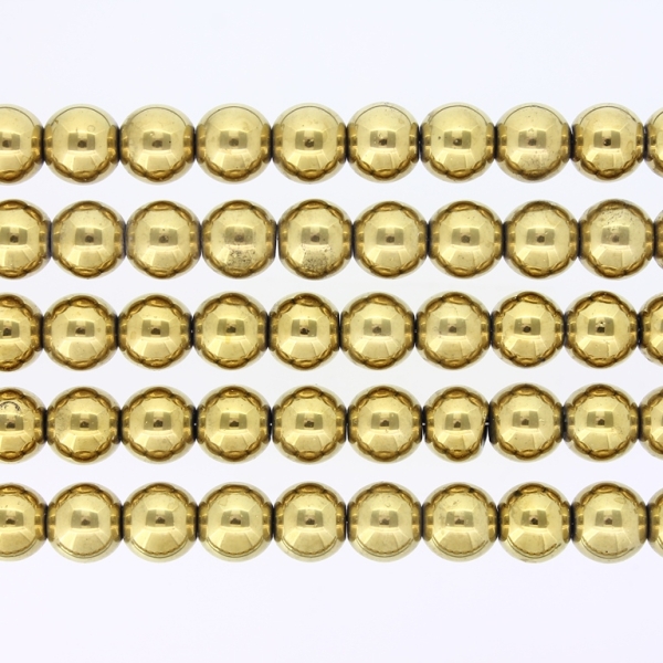 GLASS BEADS ON A STRING UV - BALL - METALLIC - 8mm - GOLD (DARK) - PACKAGE (5х100 pcs.) Hole-1.3mm