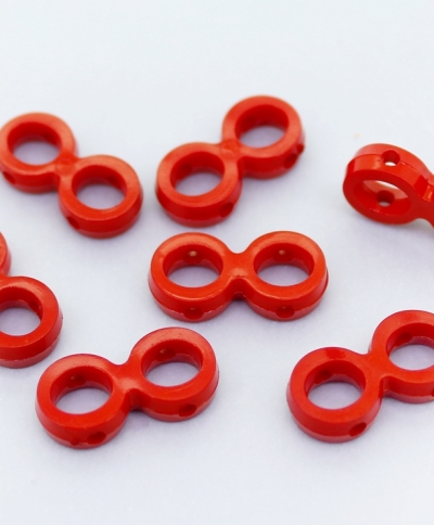 OPAQUE PLASTIC BEADS - INFINITY - 9.5x20mm RED С07 - PACKAGE 500g Hole-2.0mm (1200pcs.)