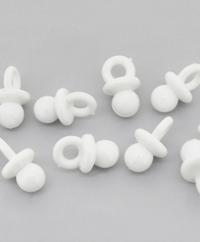 OPAQUE PLASTIC BEADS - PACIFIER - 20x12mm WHITE С01 - PACKAGE 500g Hole-5.0mm (500pcs.)