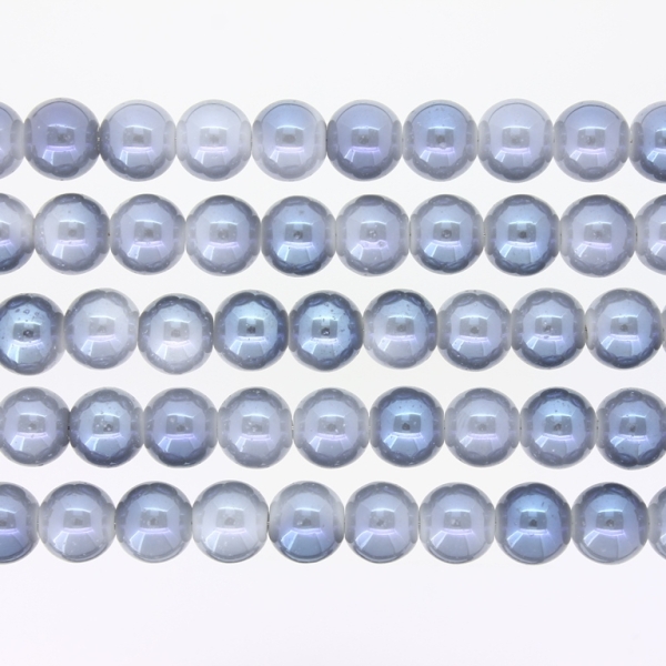 GLASS BEADS ON A STRING UV - BALL - SOLID - 8mm - GRAY (DARK) AND BLUE (DARK) (METALLIC) - PACKAGE (5х100 pcs.) Hole-1.3mm