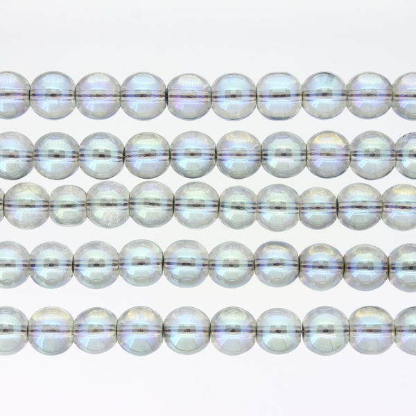 GLASS BEADS ON A STRING UV - BALL - TRANSPARENT - 8mm - BEIGE AND BLUE (RAINBOW) - PACKAGE (5х100 pcs.) Hole-1.3mm