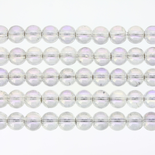 GLASS BEADS ON A STRING UV - BALL - TRANSPARENT - 8mm - GRAY (LIGHT) (RAINBOW) - PACKAGE (5х100 pcs.) Hole-1.3mm