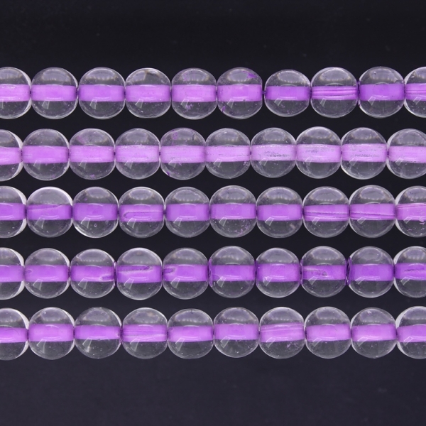 GLASS BEADS ON A STRING UV - BALL - TRANSPARENT WITH FILLING - 8mm - PURPLE - PACKAGE (5х100 pcs.) Hole-1.3mm