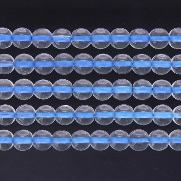 GLASS BEADS ON A STRING UV - BALL - TRANSPARENT WITH FILLING - 8mm - BLUE - PACKAGE (5х100 pcs.) Hole-1.3mm